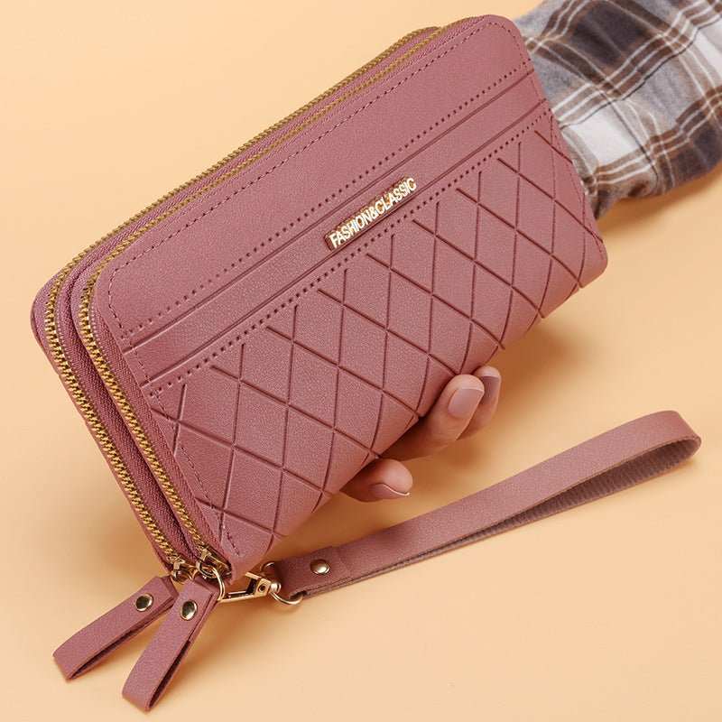 Women's Simple Double Zipper Multiple Card Slots Long Wallet - AMIR BAGS INDIA PRIVATE LIMITED