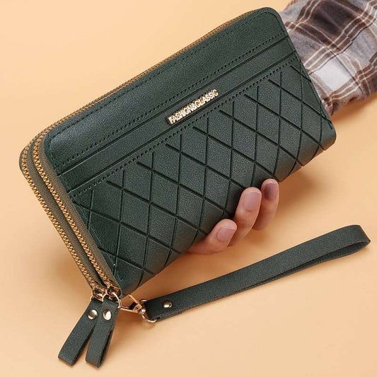 Women's Simple Double Zipper Multiple Card Slots Long Wallet - AMIR BAGS INDIA PRIVATE LIMITED
