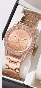Women's Three - eye Quartz Diamond - embedded Watch - AMIR BAGS INDIA PRIVATE LIMITED