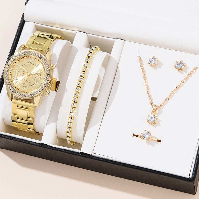 Women's Three - eye Quartz Diamond - embedded Watch - AMIR BAGS INDIA PRIVATE LIMITED