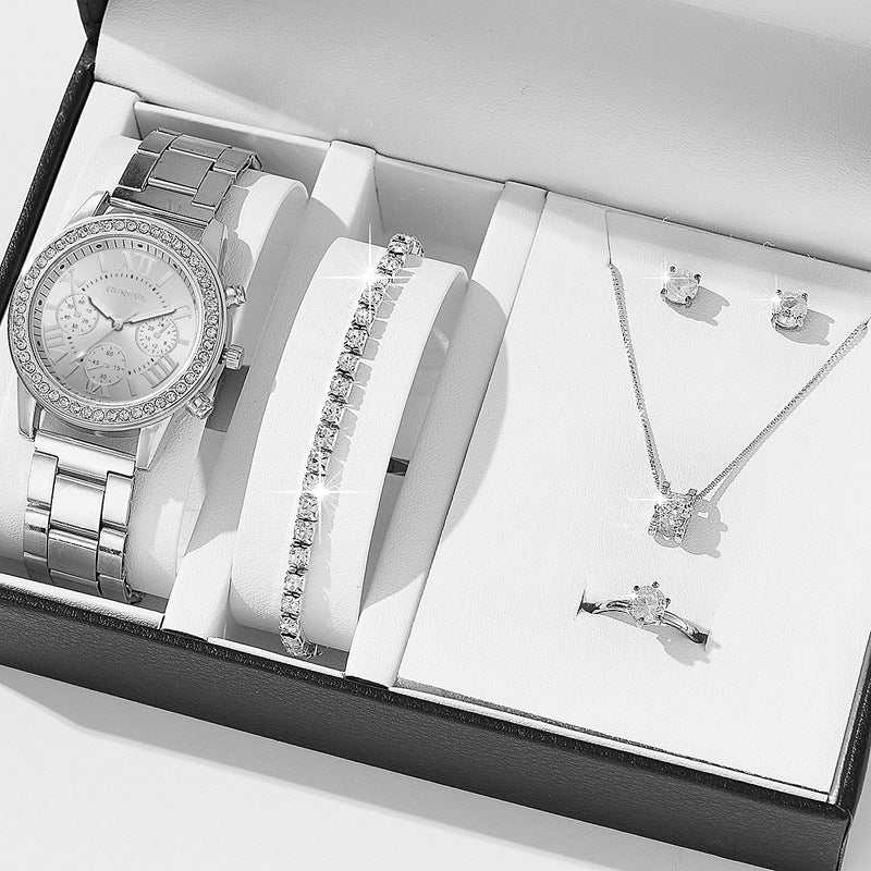 Women's Three - eye Quartz Diamond - embedded Watch - AMIR BAGS INDIA PRIVATE LIMITED