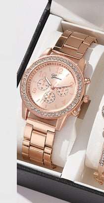 Women's Three - eye Quartz Diamond - embedded Watch - AMIR BAGS INDIA PRIVATE LIMITED