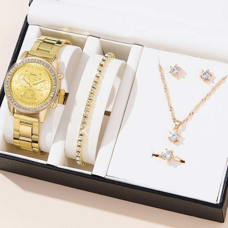 Women's Three - eye Quartz Diamond - embedded Watch - AMIR BAGS INDIA PRIVATE LIMITED