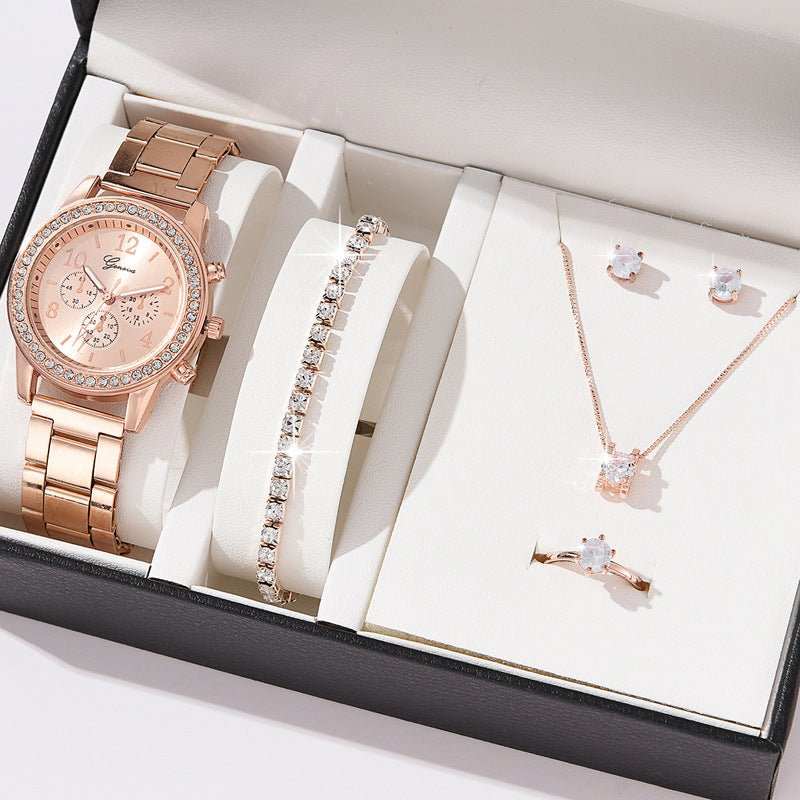 Women's Three - eye Quartz Diamond - embedded Watch - AMIR BAGS INDIA PRIVATE LIMITED