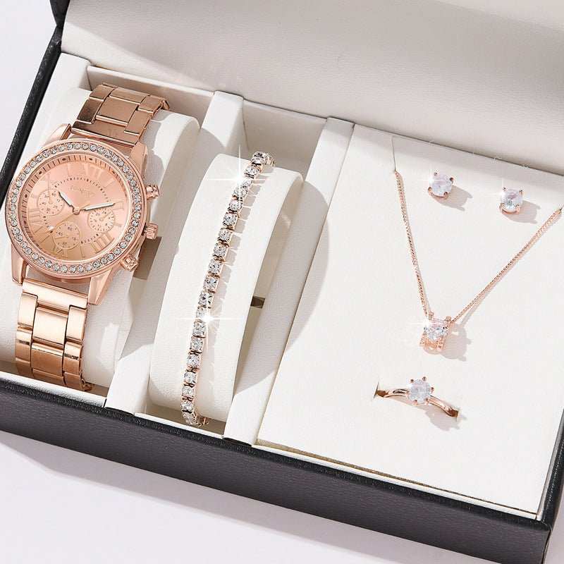 Women's Three - eye Quartz Diamond - embedded Watch - AMIR BAGS INDIA PRIVATE LIMITED