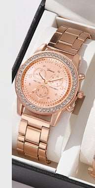 Women's Three - eye Quartz Diamond - embedded Watch - AMIR BAGS INDIA PRIVATE LIMITED