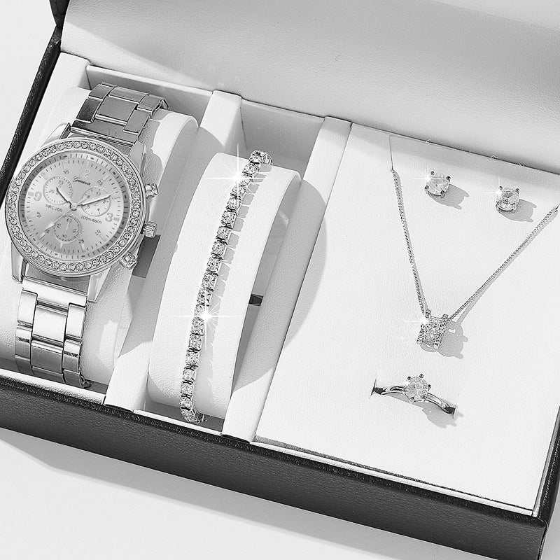 Women's Three - eye Quartz Diamond - embedded Watch - AMIR BAGS INDIA PRIVATE LIMITED