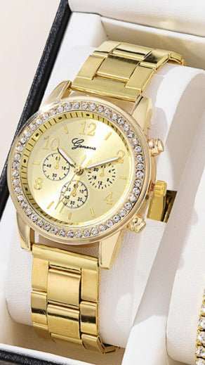 Women's Three - eye Quartz Diamond - embedded Watch - AMIR BAGS INDIA PRIVATE LIMITED