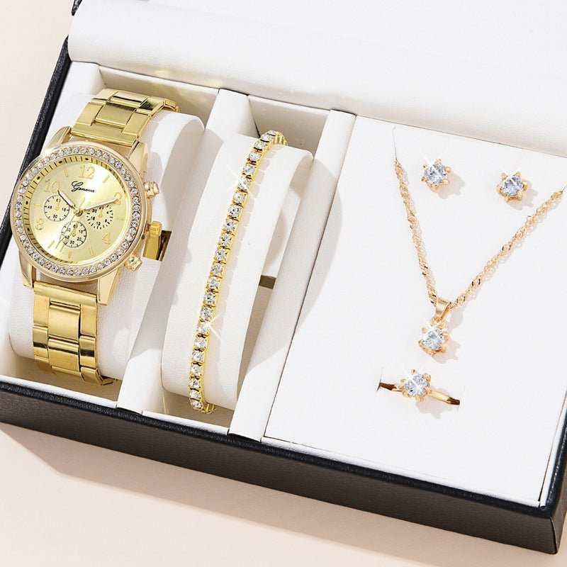 Women's Three - eye Quartz Diamond - embedded Watch - AMIR BAGS INDIA PRIVATE LIMITED
