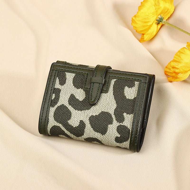 Women's Wallet Short New Leopard Print Pull - belt Multi - functional Large Capacity Tri - fold Retro Multiple Card Slots Clutch Card Holder - AMIR BAGS INDIA PRIVATE LIMITED