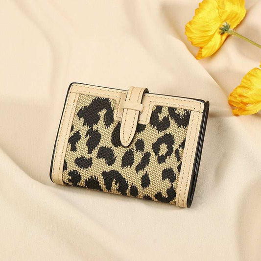Women's Wallet Short New Leopard Print Pull - belt Multi - functional Large Capacity Tri - fold Retro Multiple Card Slots Clutch Card Holder - AMIR BAGS INDIA PRIVATE LIMITED