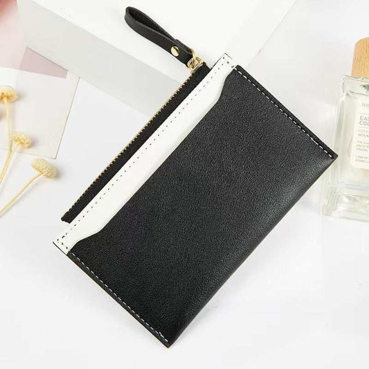 Women's Zipper Coin Purse PU Leather Stitching Contrast Color - AMIR BAGS INDIA PRIVATE LIMITED