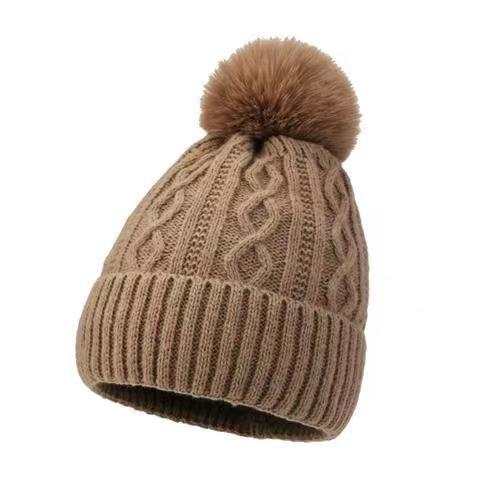 Woolen Cap Women's Autumn Winter Ear Protection Fur Ball Pullover - AMIR BAGS INDIA PRIVATE LIMITED