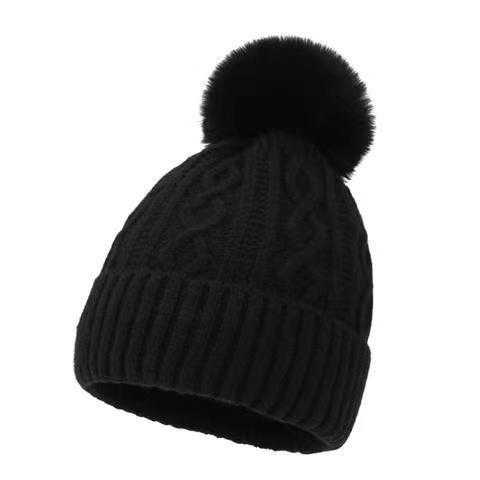 Woolen Cap Women's Autumn Winter Ear Protection Fur Ball Pullover - AMIR BAGS INDIA PRIVATE LIMITED