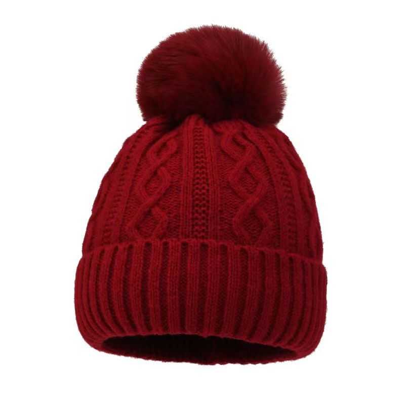 Woolen Cap Women's Autumn Winter Ear Protection Fur Ball Pullover - AMIR BAGS INDIA PRIVATE LIMITED