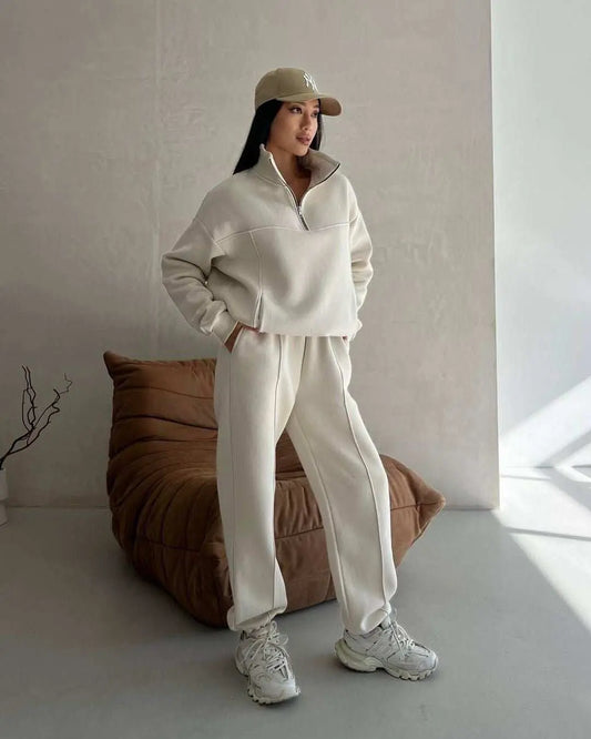 Y2K Winter Jogging Women Two Piece Set Female Zipper Coat Casual Pants Tracksuit Autumn Jacket Fashion Contrast Sport Wear Set - AMIR BAGS INDIA PRIVATE LIMITED