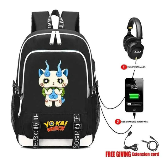 Yokai Watch Game Backpack Rucksack Bag w/ USB Fashion Port/ Headphone interface Students Book Laptop bag - AMIR BAGS INDIA PRIVATE LIMITED