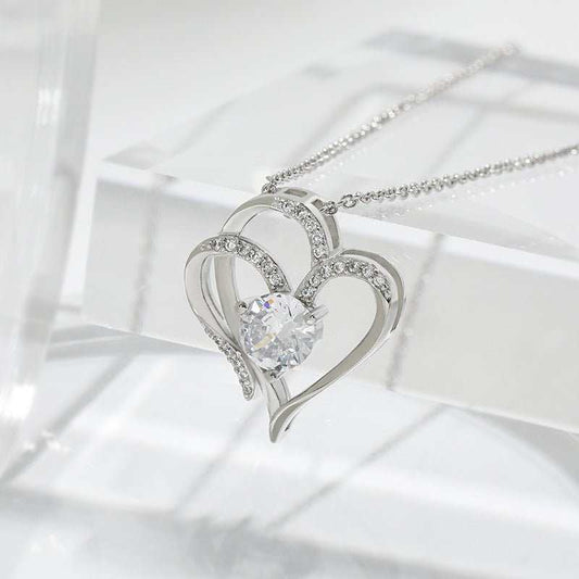 Zircon Double Love Necklace With Rhinestones Ins Personalized Heart - shaped Necklace Clavicle Chain Jewelry For Women Valentine's Day - AMIR BAGS INDIA PRIVATE LIMITED
