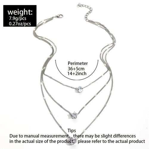 Zircon Necklace Multi - layer Five - pointed Star Love Water Drop Pendant - AMIR BAGS INDIA PRIVATE LIMITED