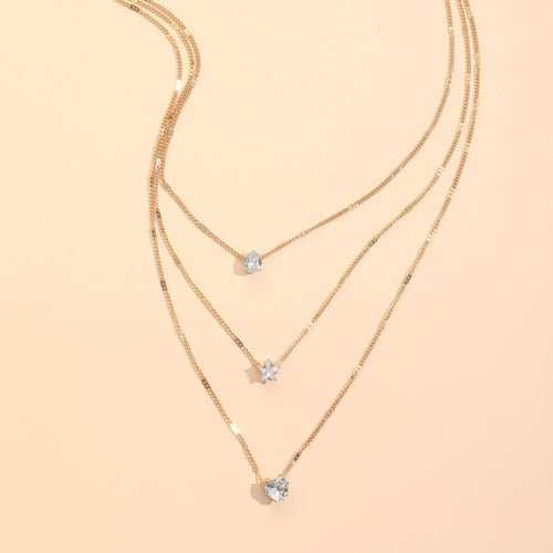 Zircon Necklace Multi - layer Five - pointed Star Love Water Drop Pendant - AMIR BAGS INDIA PRIVATE LIMITED